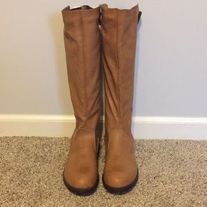 Camel Brown Tall Zip up Boots